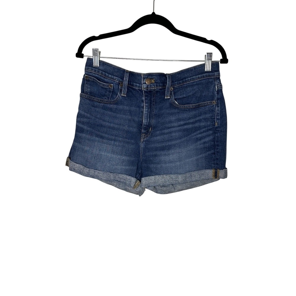 J.Crew Re-Imagined Denim Shorts Womens 29 Dark Wash Cuffed High Rise Stretch
